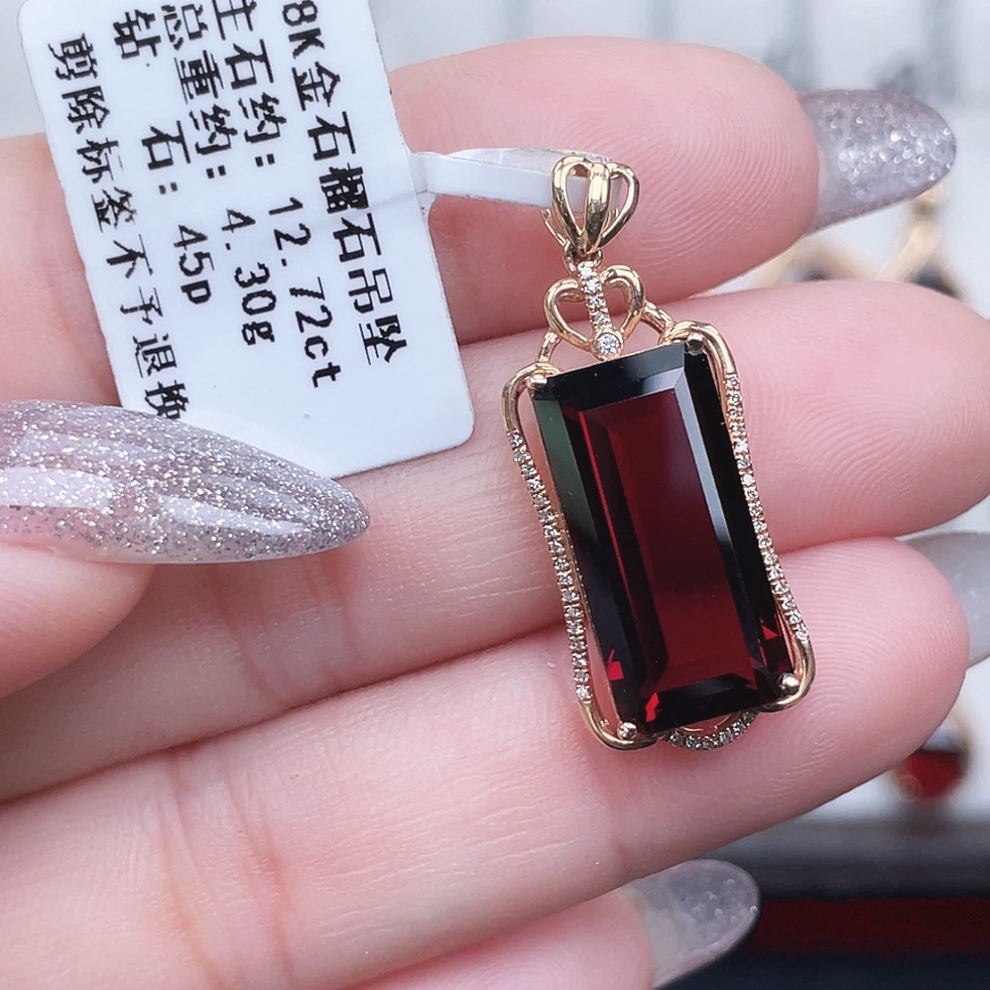 吊坠(不含链)18K金镶嵌石榴石