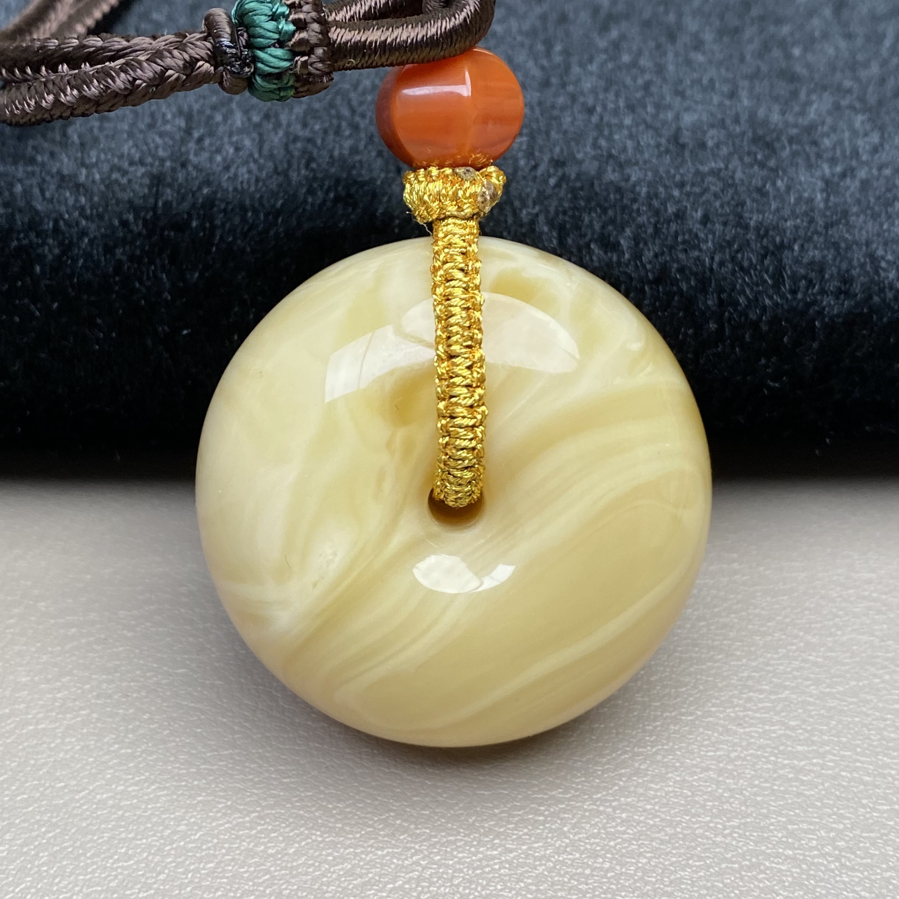 18.33克天然俄料浓白虎皮妖花蜜蜡平安扣面包圈公主扣水滴无事牌