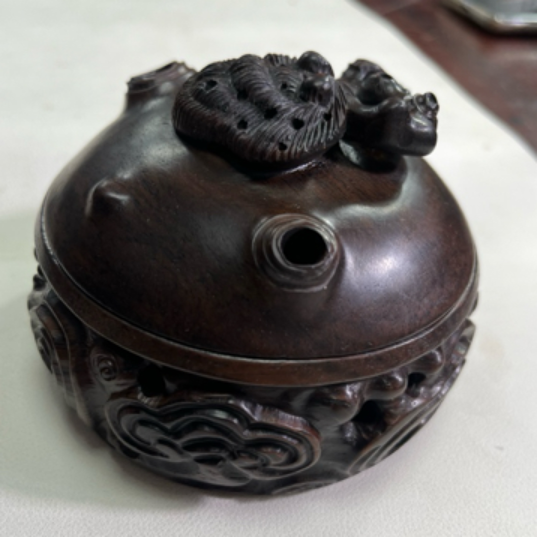 工艺品黑檀木手工雕刻熏香炉88