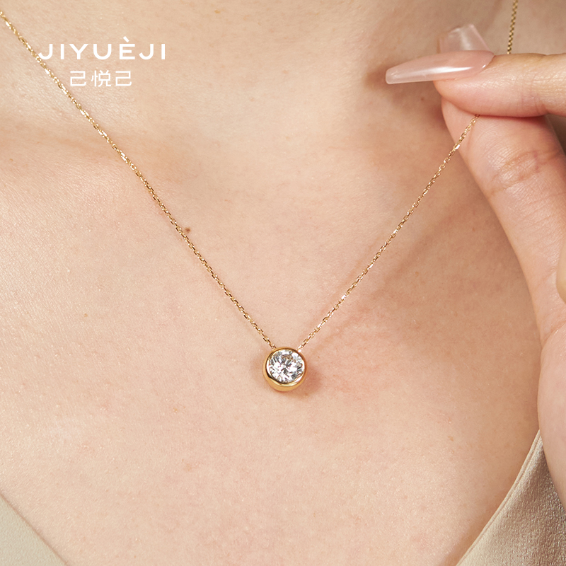 实验室培育钻石1.5克拉泡泡项链18K金培育钻石K白/K黄