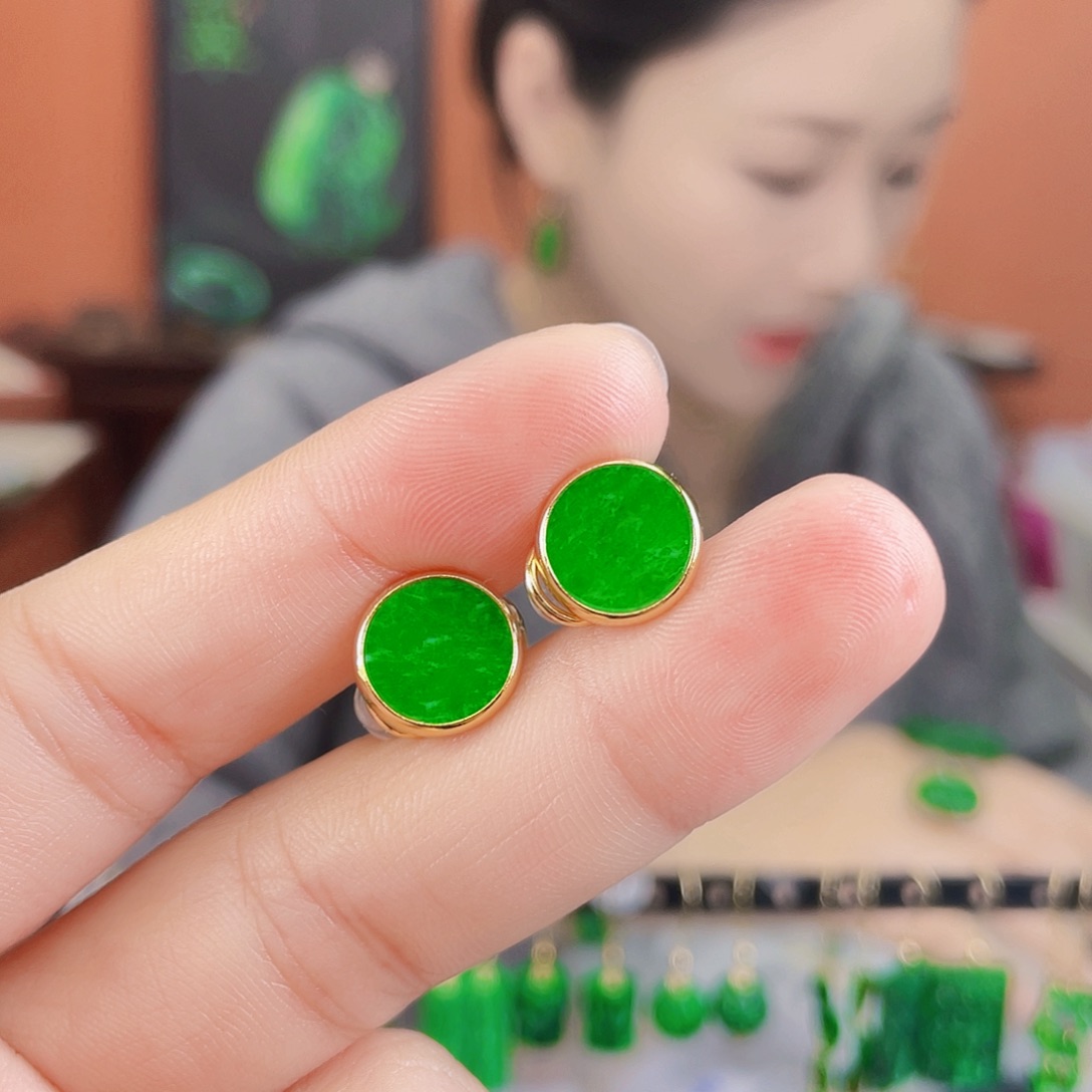 翡翠银S925镶嵌耳饰