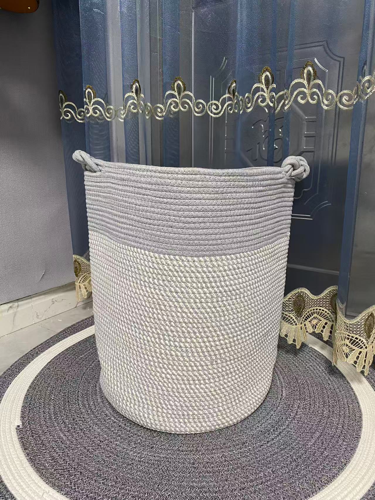 50*40棉绳圆桶收纳筐脏衣篮车载杂物收纳筐大容量