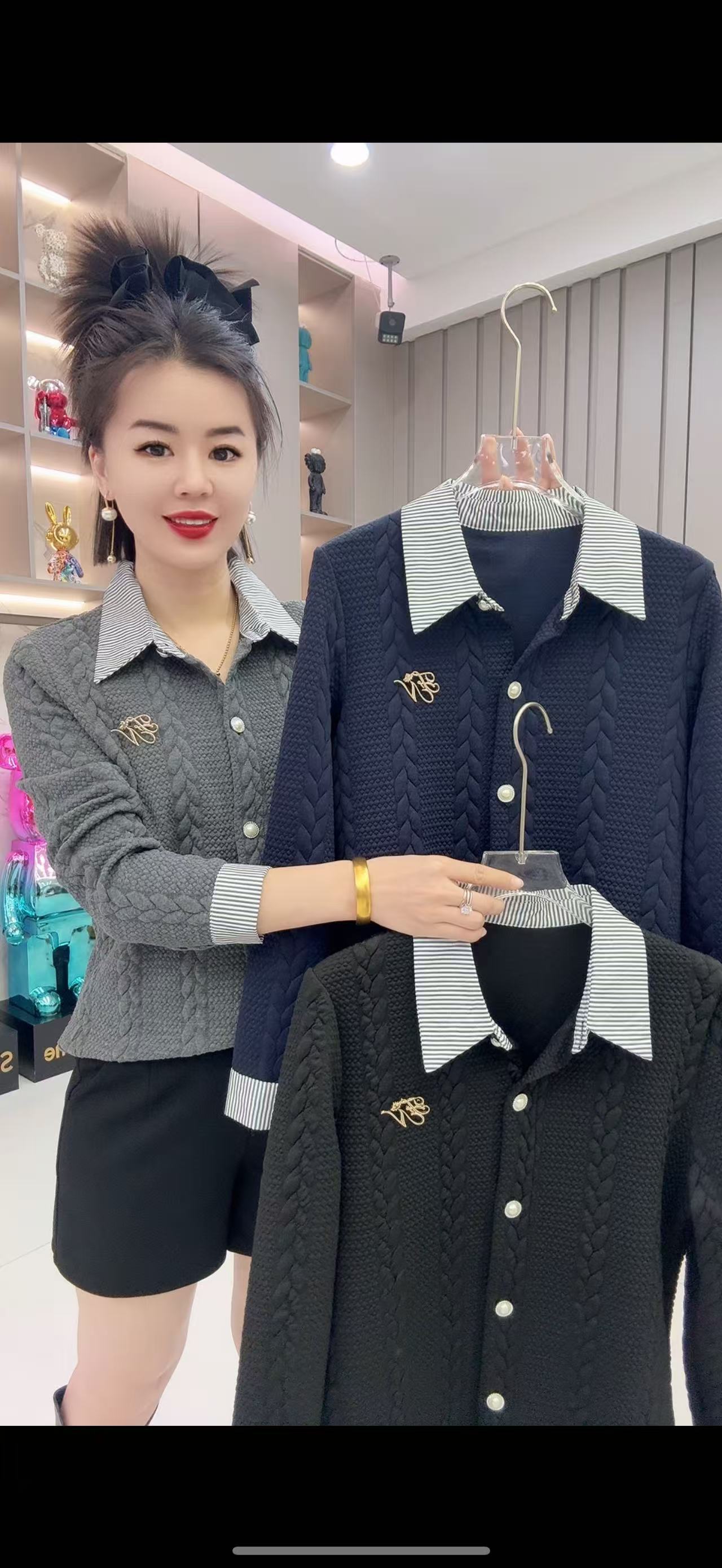 衬衫领欧货洋气气质简单大方款小衫