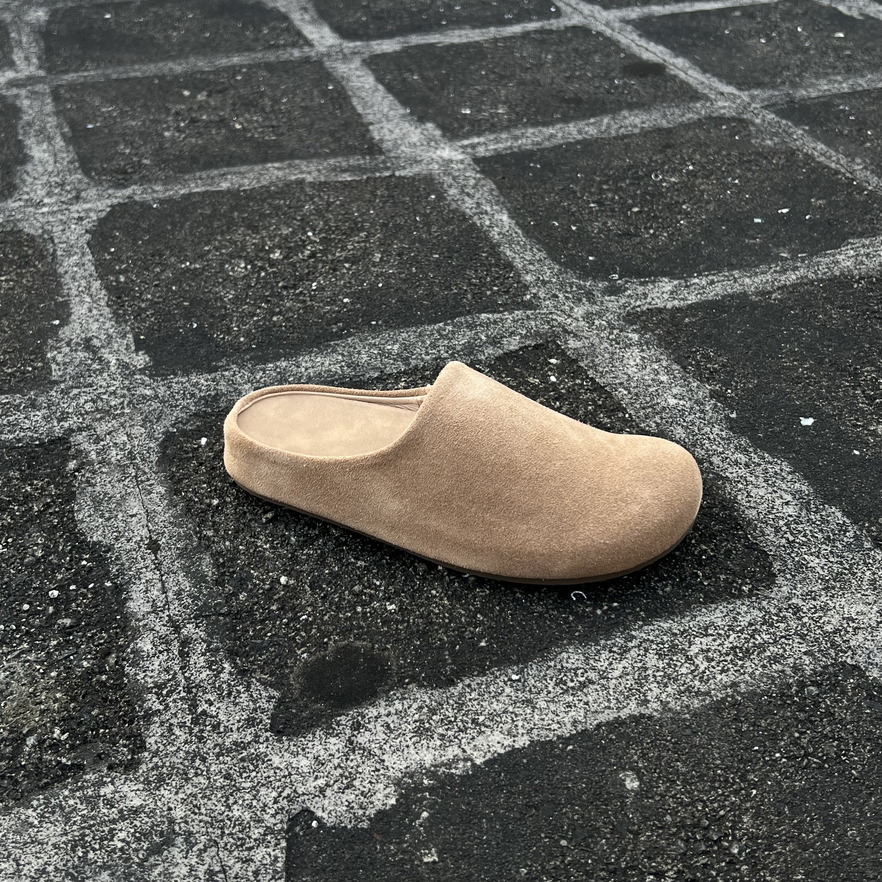 （内增高3CM）穆勒拖牛皮女鞋包头拖浅口港风真皮软底春夏拖鞋776-7