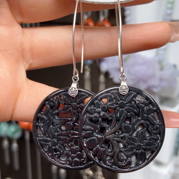 【闪购商品】翡翠耳饰银S925镶嵌耳饰