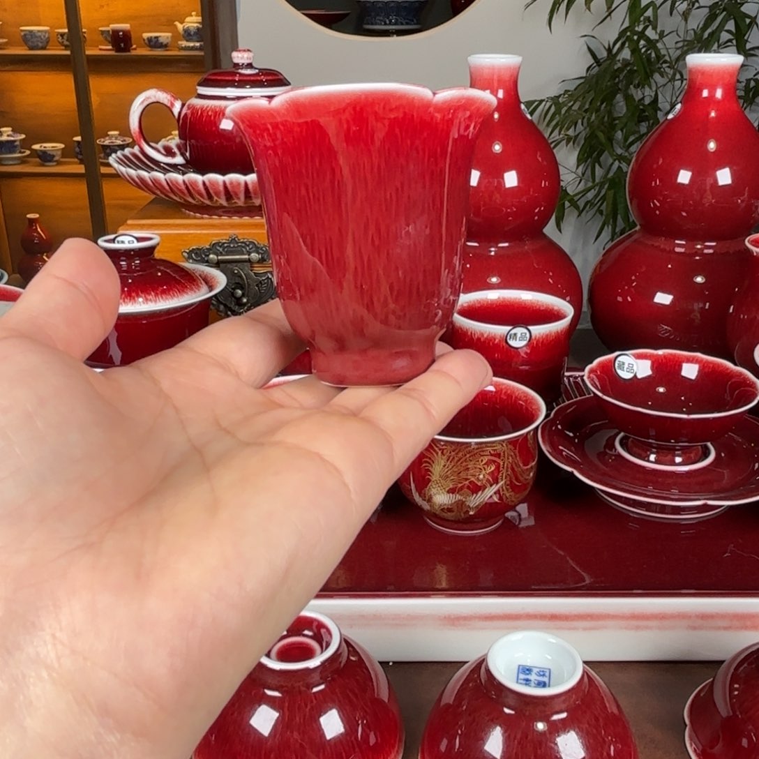 杯景德镇高温原矿杯花口闻香