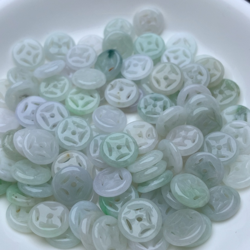 【闪购商品】翡翠手链未镶嵌卡9金钱扣50颗