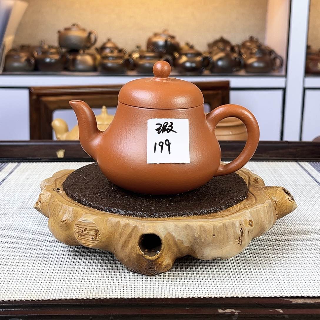 紫砂茶壶宜兴紫砂小煤窑朱泥150c c