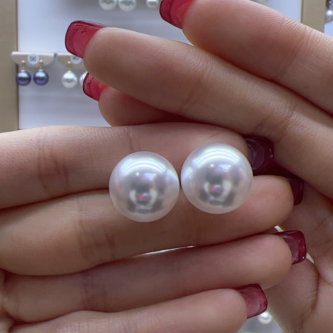 淡水珍珠耳饰18K金镶嵌