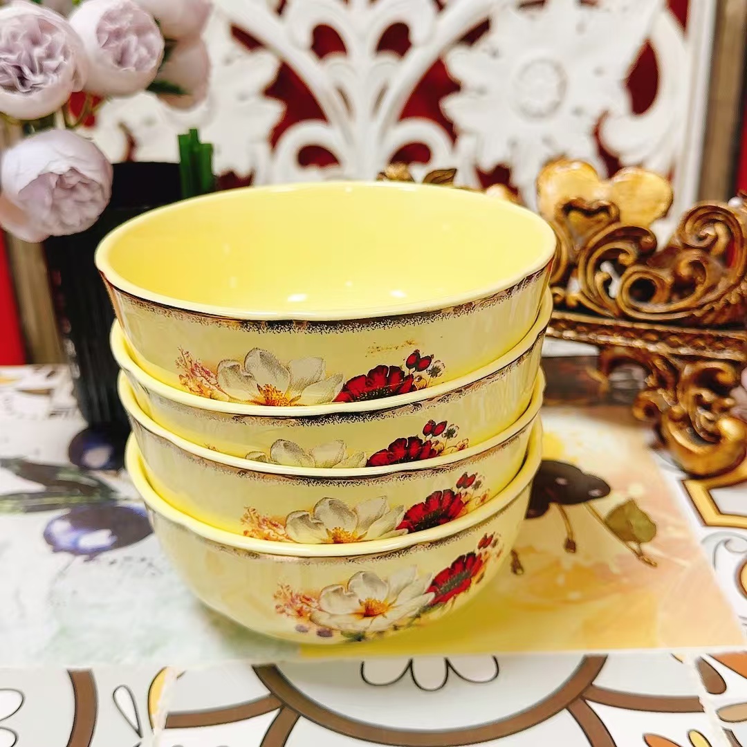 S54宫廷风欧式米饭碗吃饭碗加厚5英寸小新清餐具碗面碗陶瓷汤碗