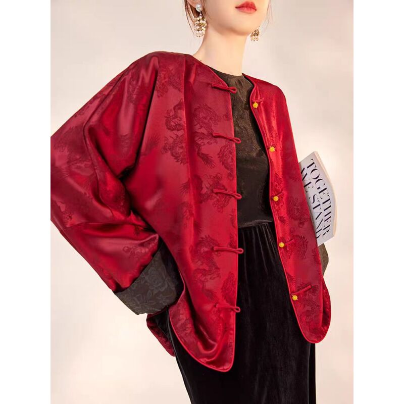 梦依-【川珍】新中式提花龙纹宽松长袖外套2024D0228