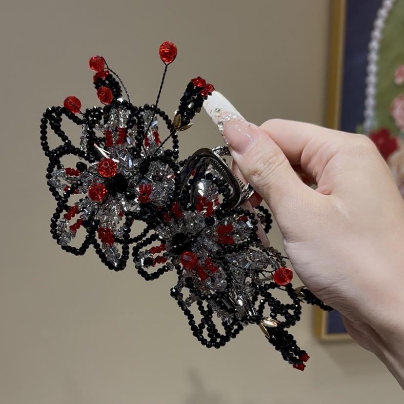 茜子风系列高定墨染系列抓夹网红发饰头饰