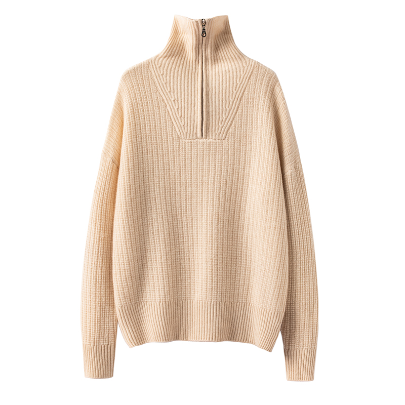 上身就是一种享受！重磅加厚半拉链100%纯山羊绒衫女针织毛衣