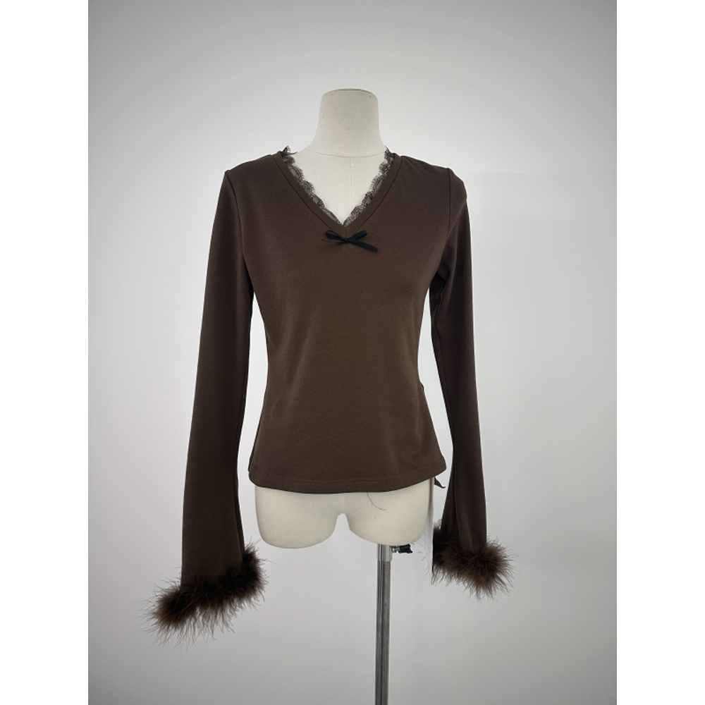 秋冬毛边长袖上衣F6991