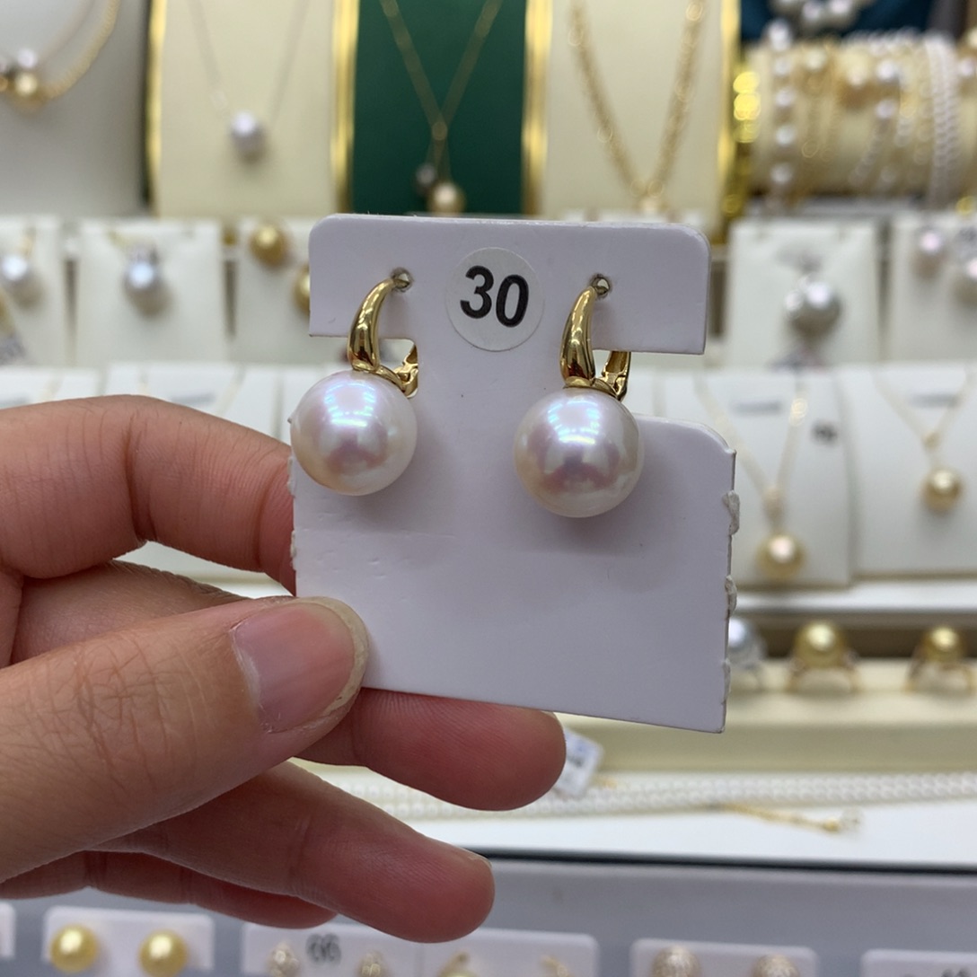 淡水珍珠耳饰18K金镶嵌