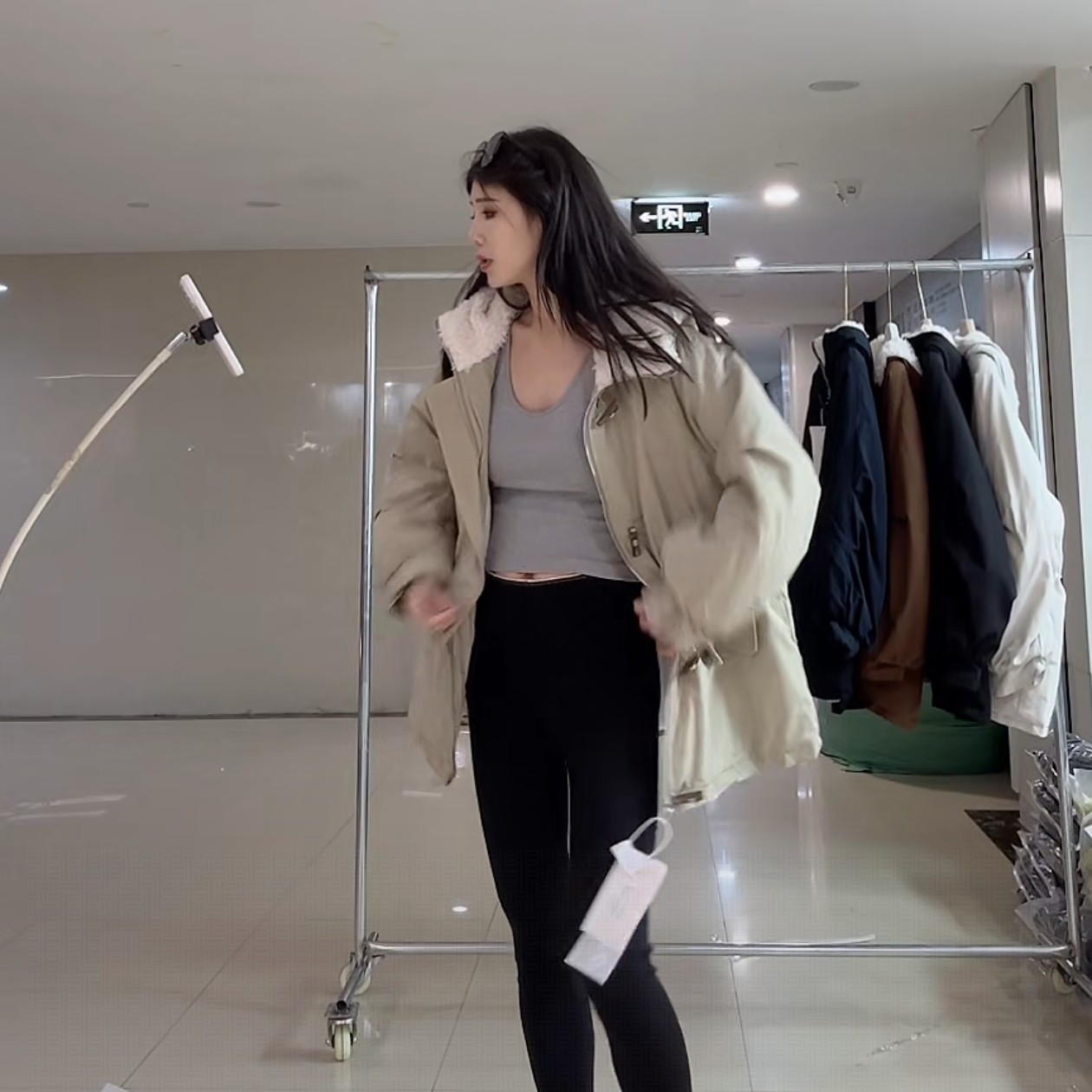 【柒汐】推荐韩版中长款羊羔毛连帽棉服633