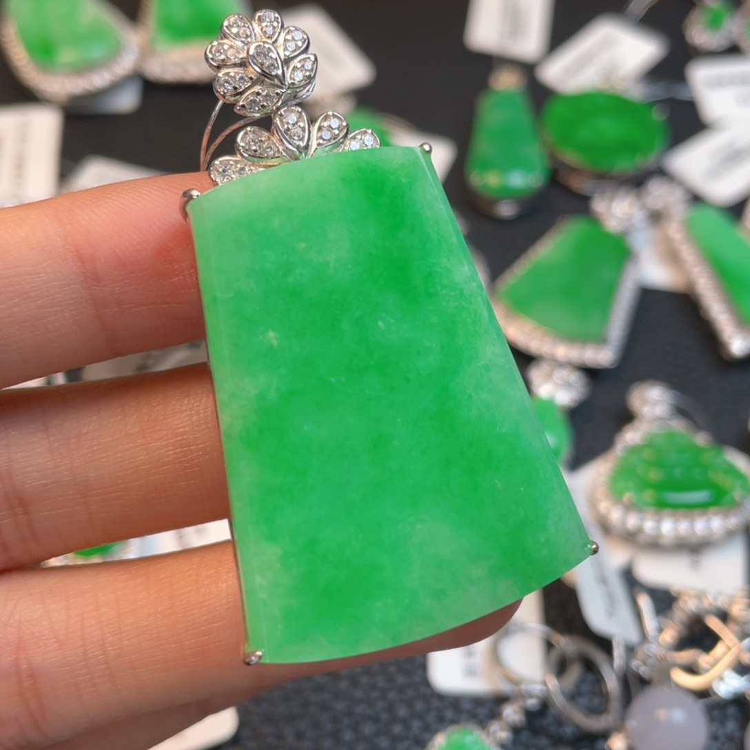 翡翠银S925镶嵌吊坠(不含链)