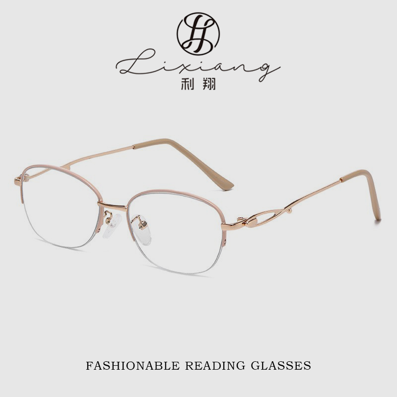 防蓝光老花镜女款气质潮流高级感半框眼镜框老人高清阅读老花眼镜