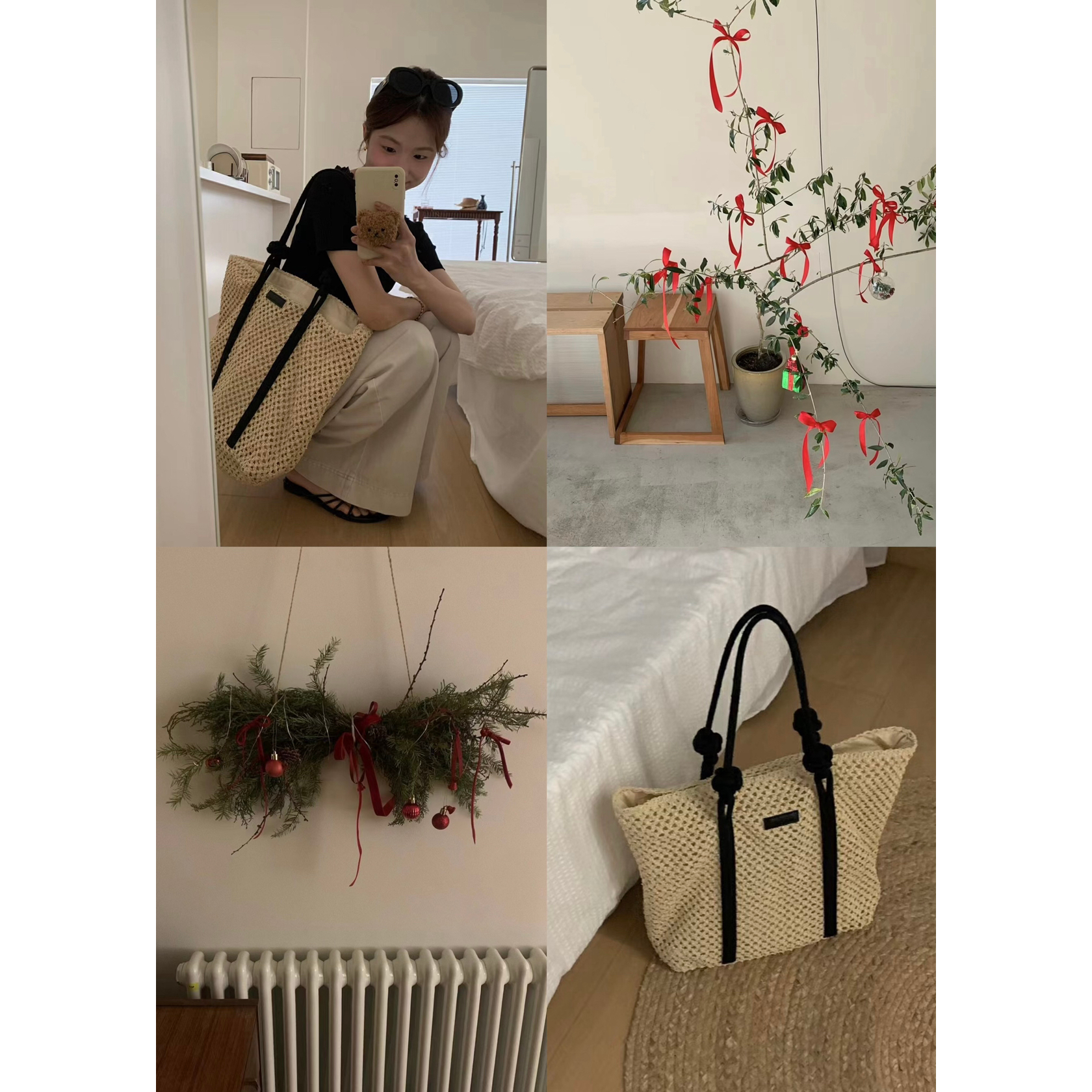 韩系温柔浪漫高级感海边旅行大容量编织包  31088NN#  CSX