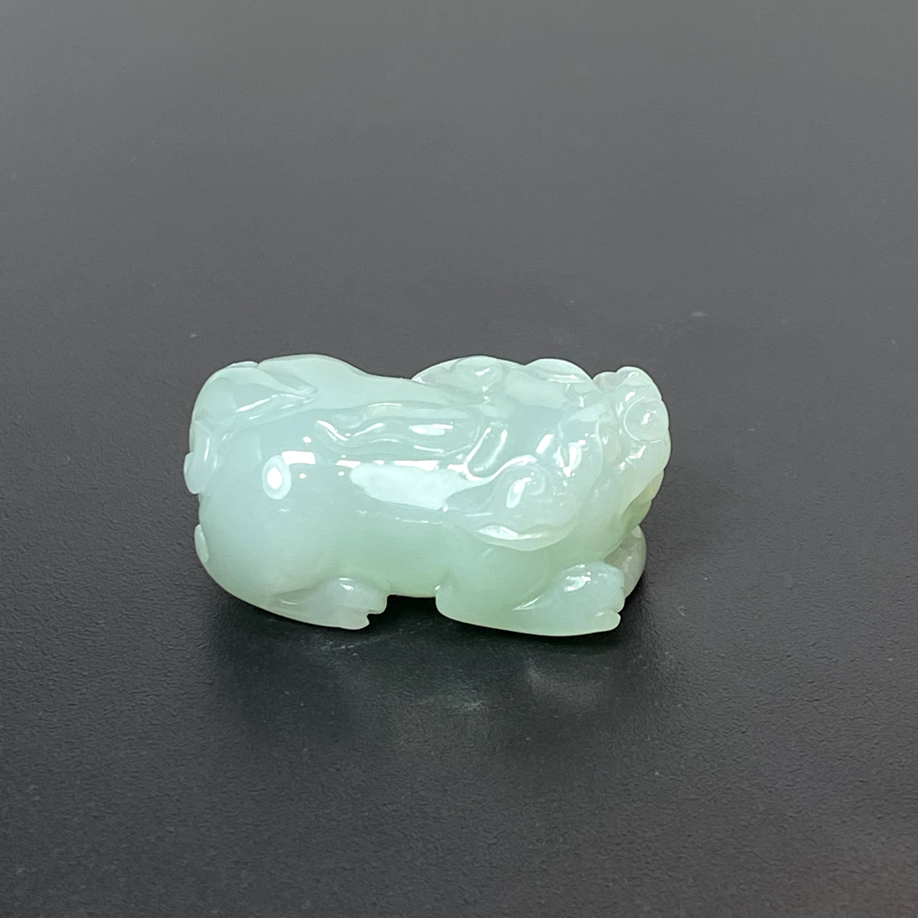 RX4天然缅甸A货翡翠绿胶貔貅/018689/北京中保拍卖