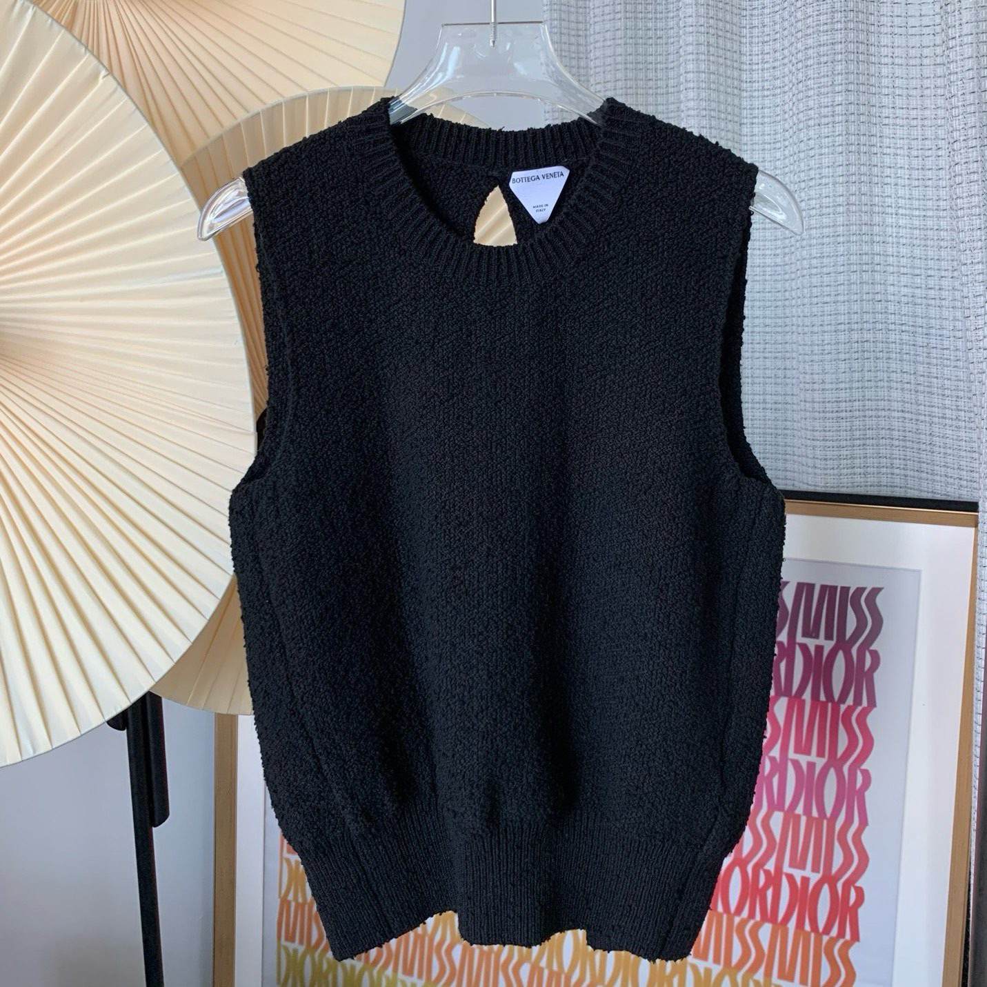99新 BOTTEGA VENETA/葆蝶家 黑色露背针织马甲S码