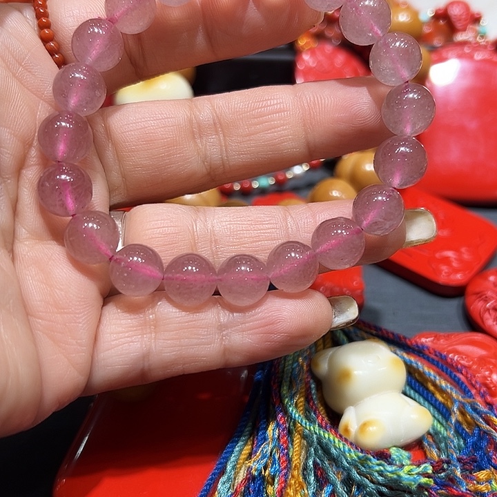 芙蓉石手链未镶嵌精工制作手串正圆