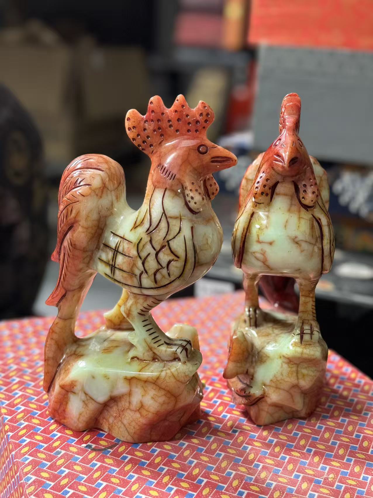 特色摆件家居摆件古鸡一对X-70