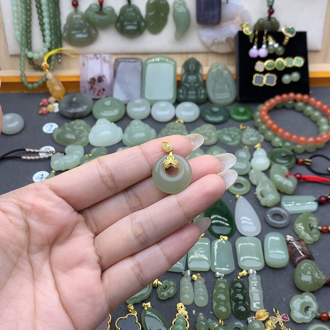 和田玉吊坠(不含链)银S925镶嵌