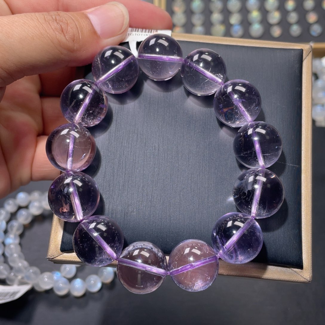 草***君水晶手链未镶嵌玻利维亚紫水晶手链17.5m