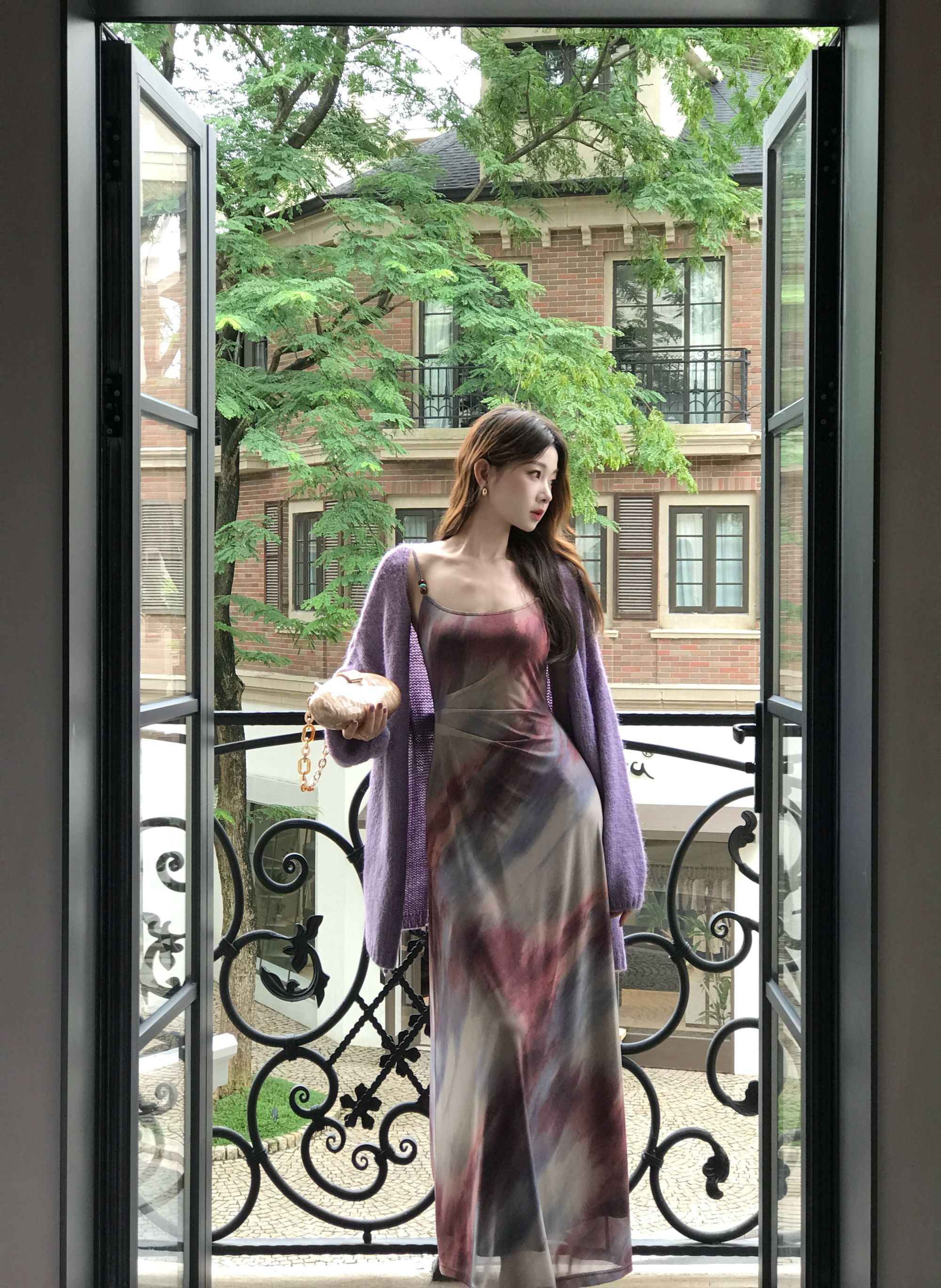 EIA一尧【莫奈画展】复古买手风晕染吊带连衣裙显瘦小众气质长裙女
