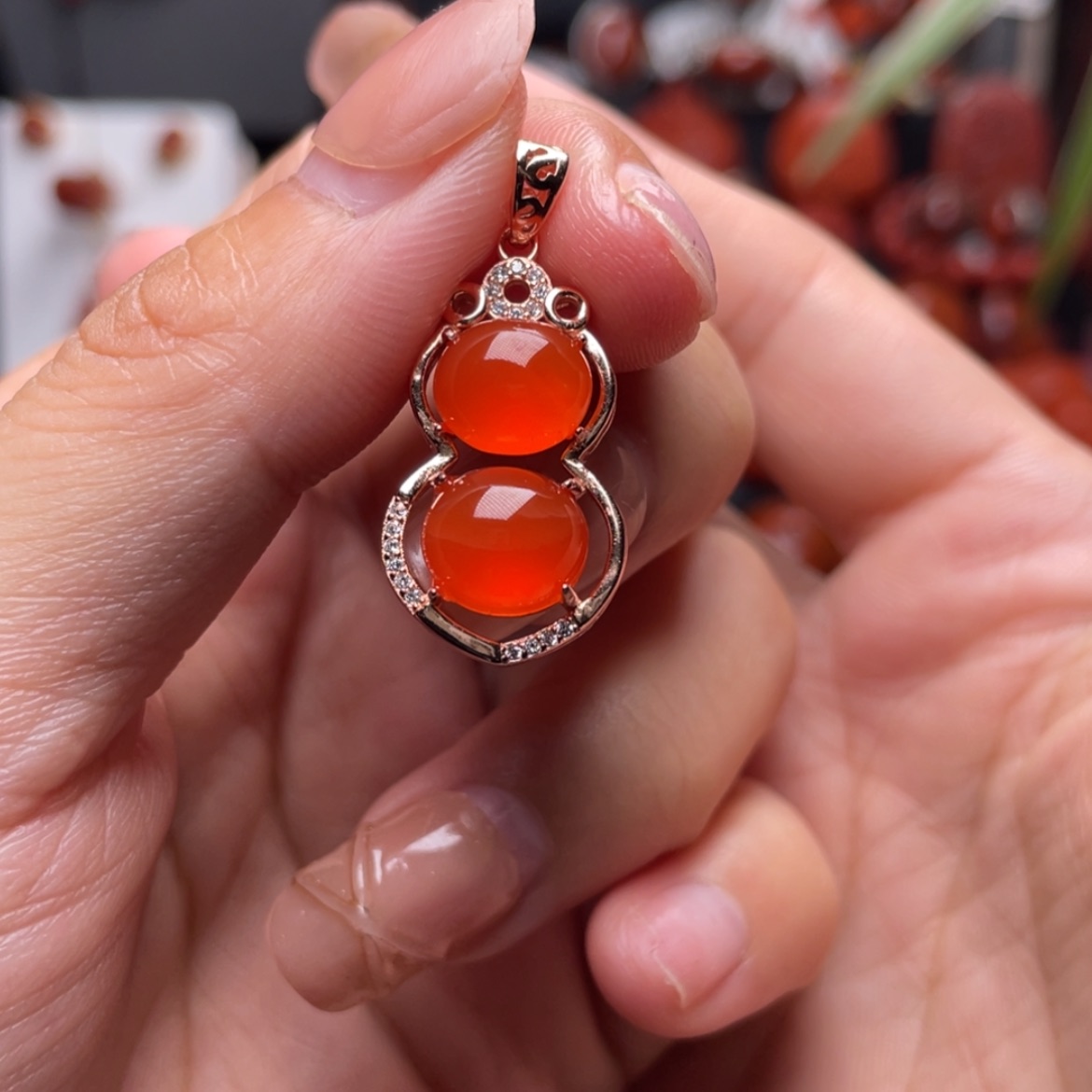 【闪购商品】南红玛瑙冰红吊坠银S925镶嵌