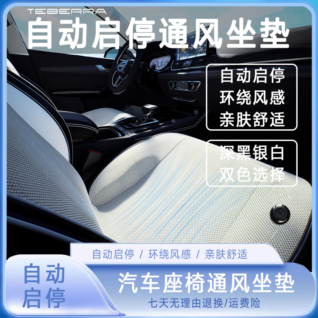 自动启停Type-C双色汽车座椅冰丝亲肤通风坐垫座椅通风Type-C