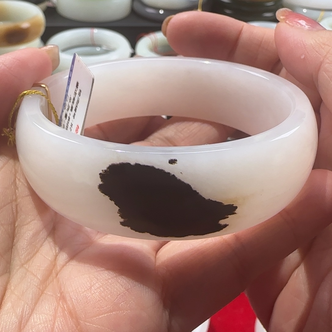 和田玉手镯18K金镶嵌