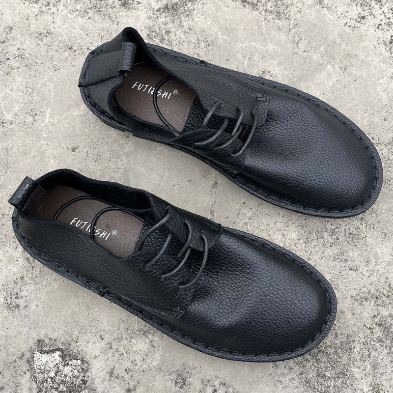 头层牛皮英伦软底男皮鞋休闲潮流纯色商务休闲皮鞋男士透气真皮鞋