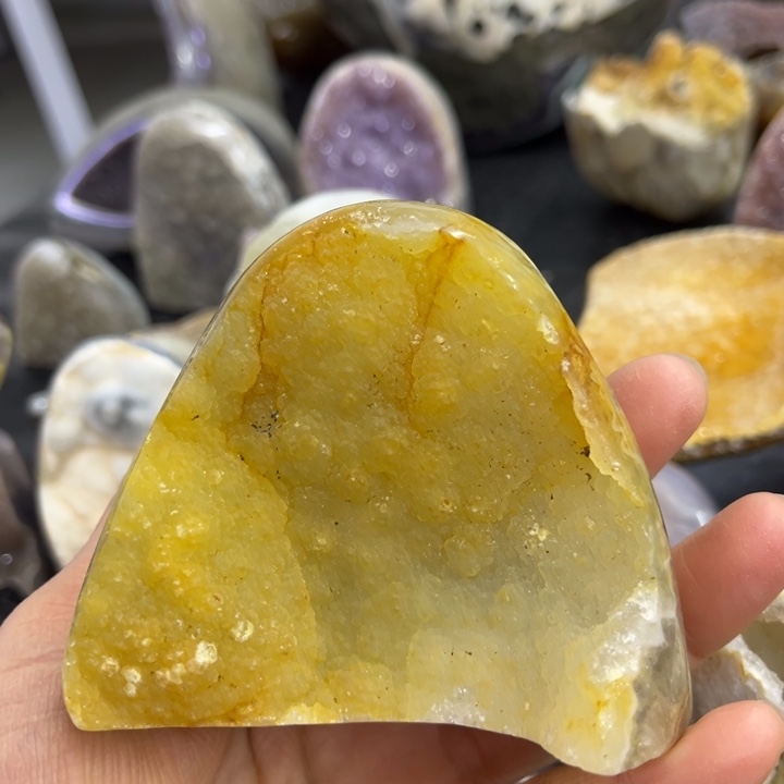 未镶嵌珠宝半成品水晶黄软屏风