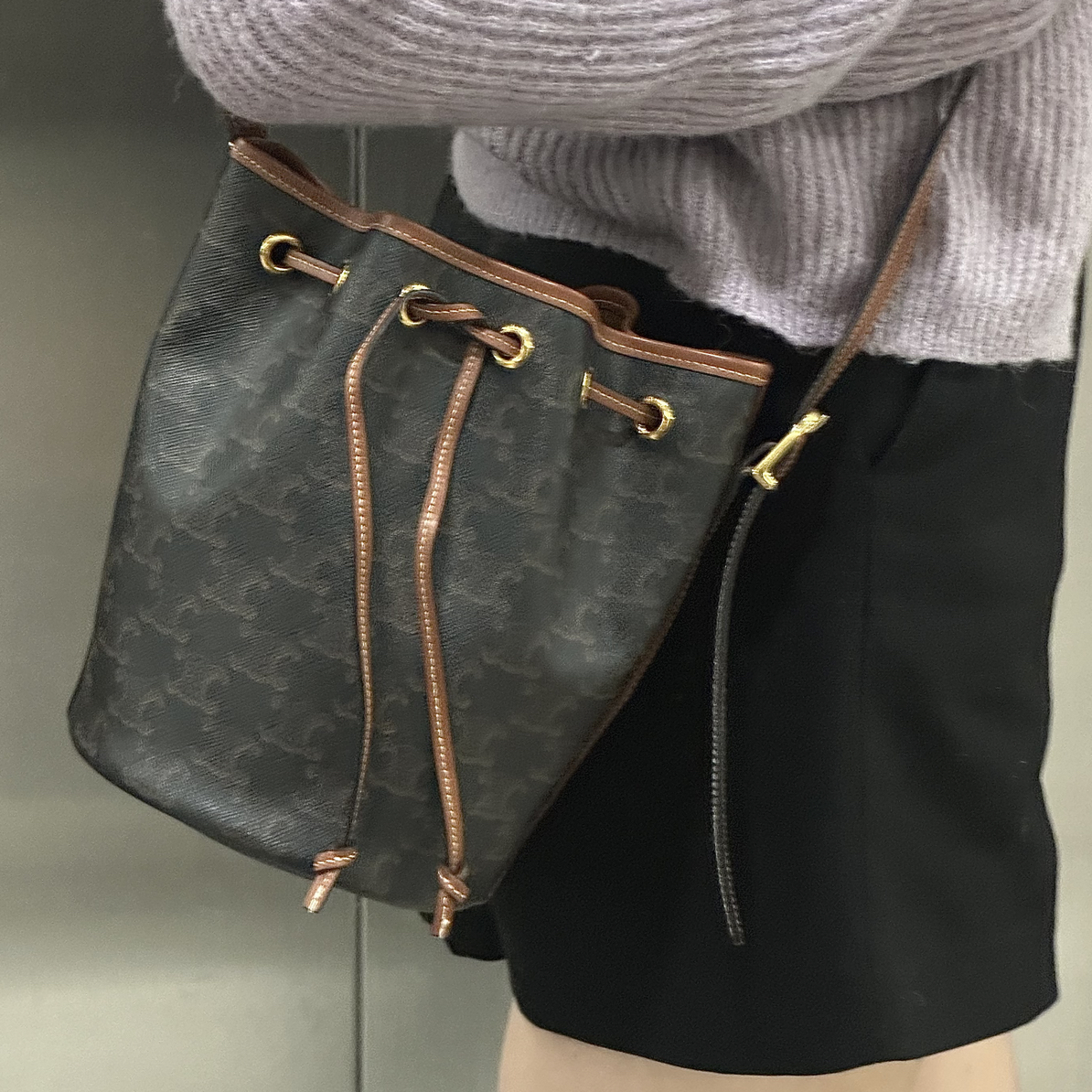 95新 Celine/思琳 老花凯旋门水桶单肩包