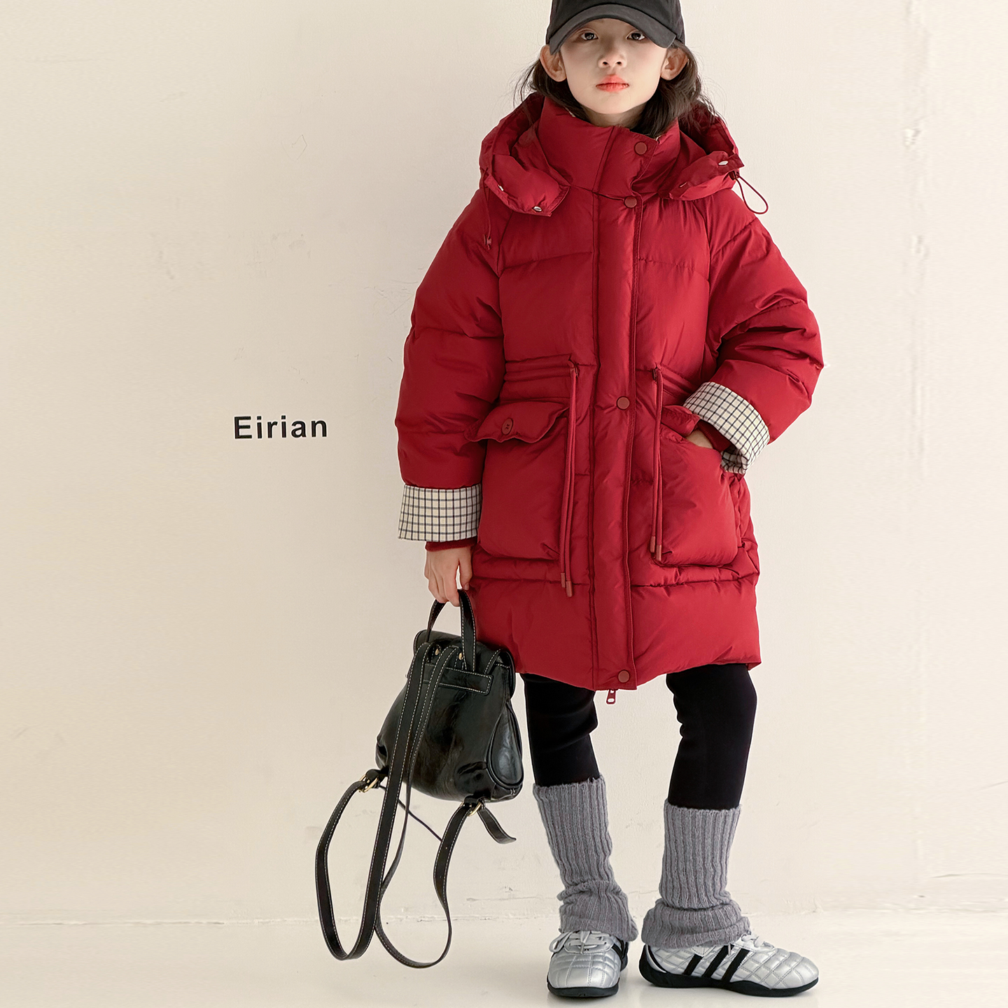 女童红色棉衣冬装2025新款加厚棉服冬季中大童洋气中长款棉袄年服