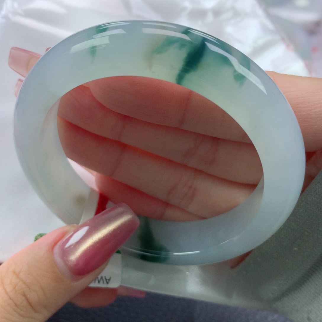 翡翠手镯未镶嵌缅甸天然翡翠A货54.5