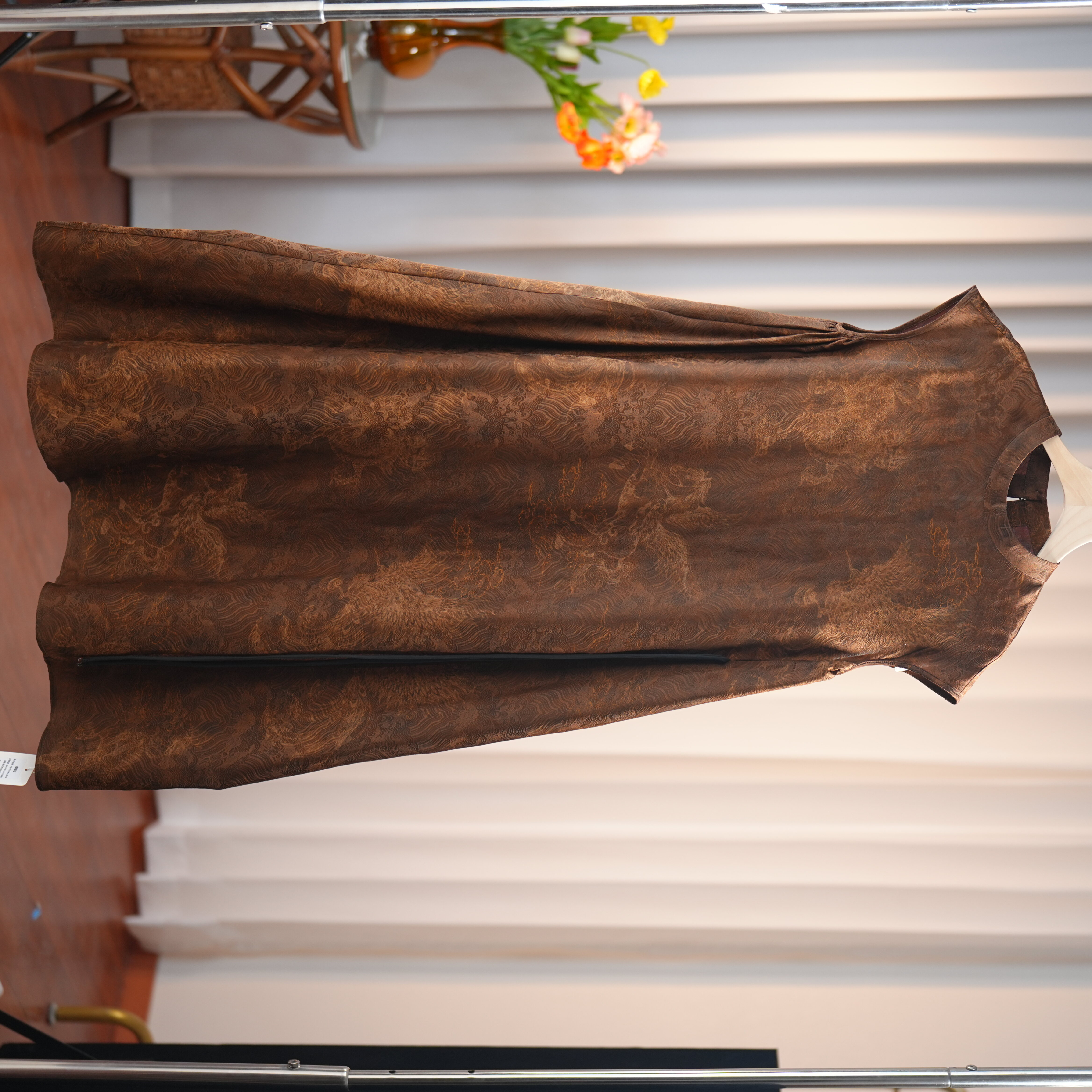 芷若-250048新中式香云纱桑蚕丝中国风复古时尚民国风连衣裙女装