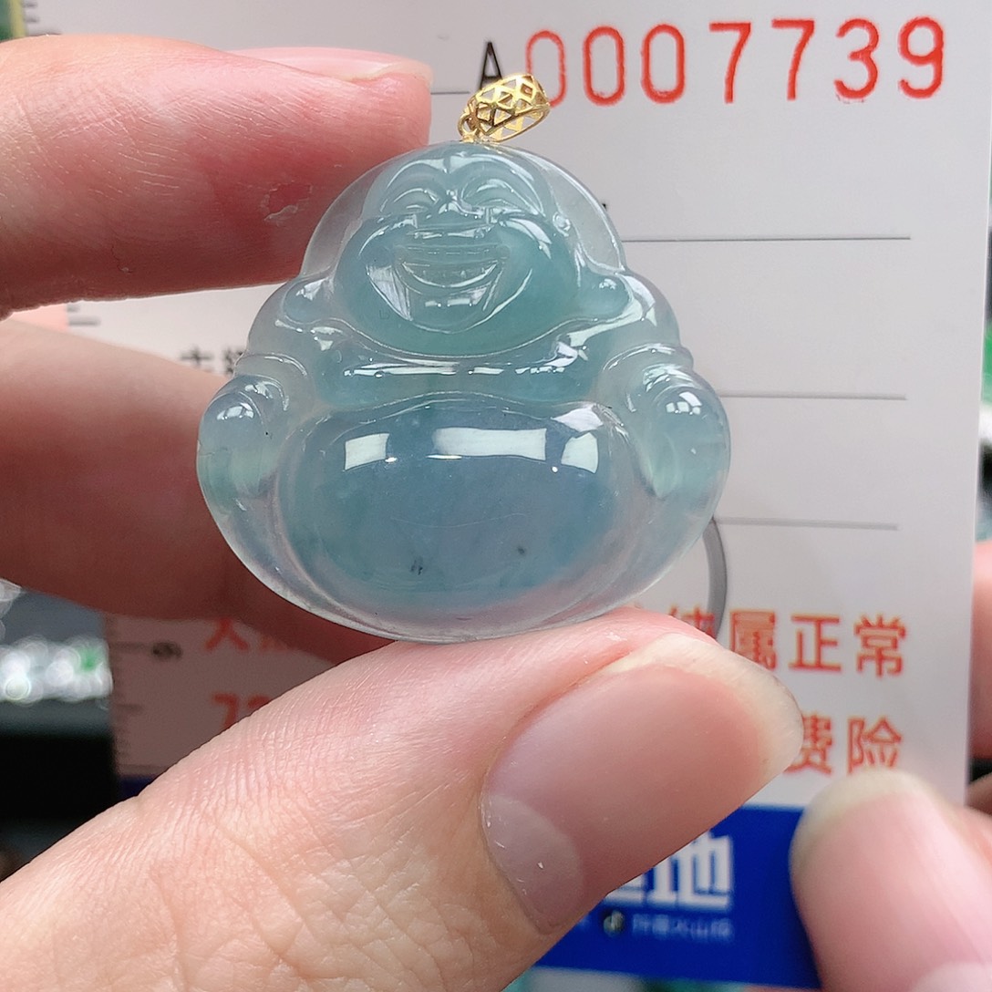 翡翠吊坠(不含链)18K金镶嵌