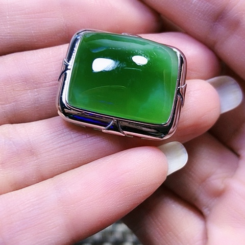 和田玉银S925镶嵌戒指