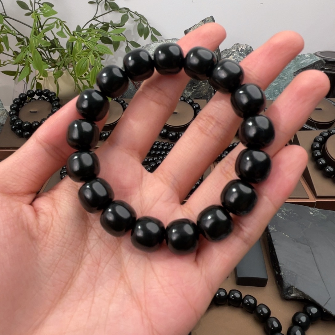 和田玉未镶嵌手链塔青卡13