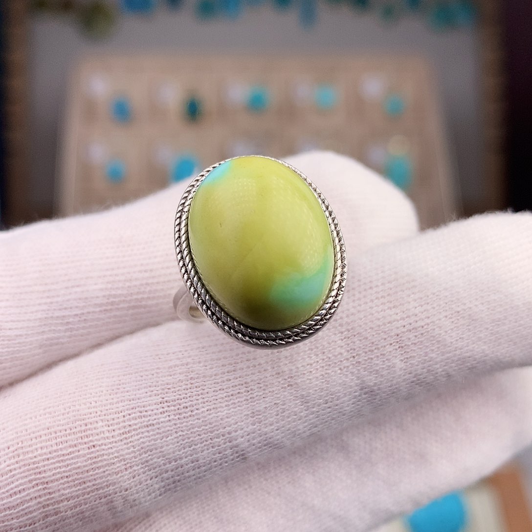 绿松石戒指银S925镶嵌