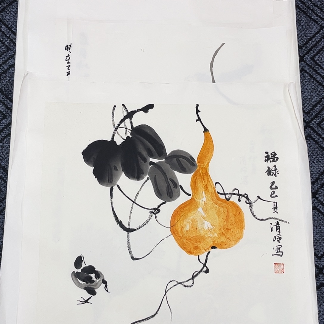 国画任清岭老师三尺斗方花鸟奇