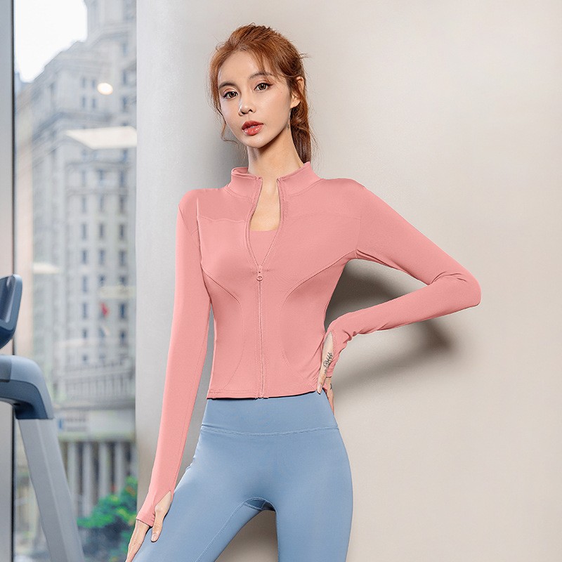 2025秋冬网红健身外套女拉链修身速干长袖紧身运动瑜伽服上衣