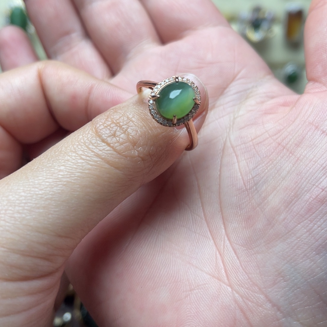 和田玉（碧玉）银S925镶嵌戒指