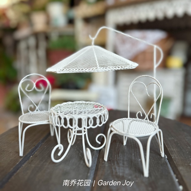 【南乔花园】花园杂货 装饰迷你太阳伞小桌椅摆设娃娃屋摆件