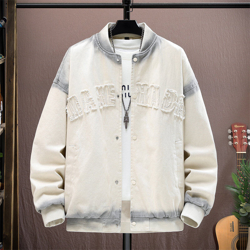 2025春秋欧货国潮棒球服外套男女款宽松百搭重工字母印花夹克9511