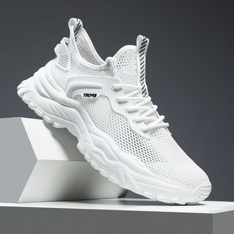 2025新款夏季透气男鞋镂空网面轻便薄款网鞋白色学生运动鞋子856