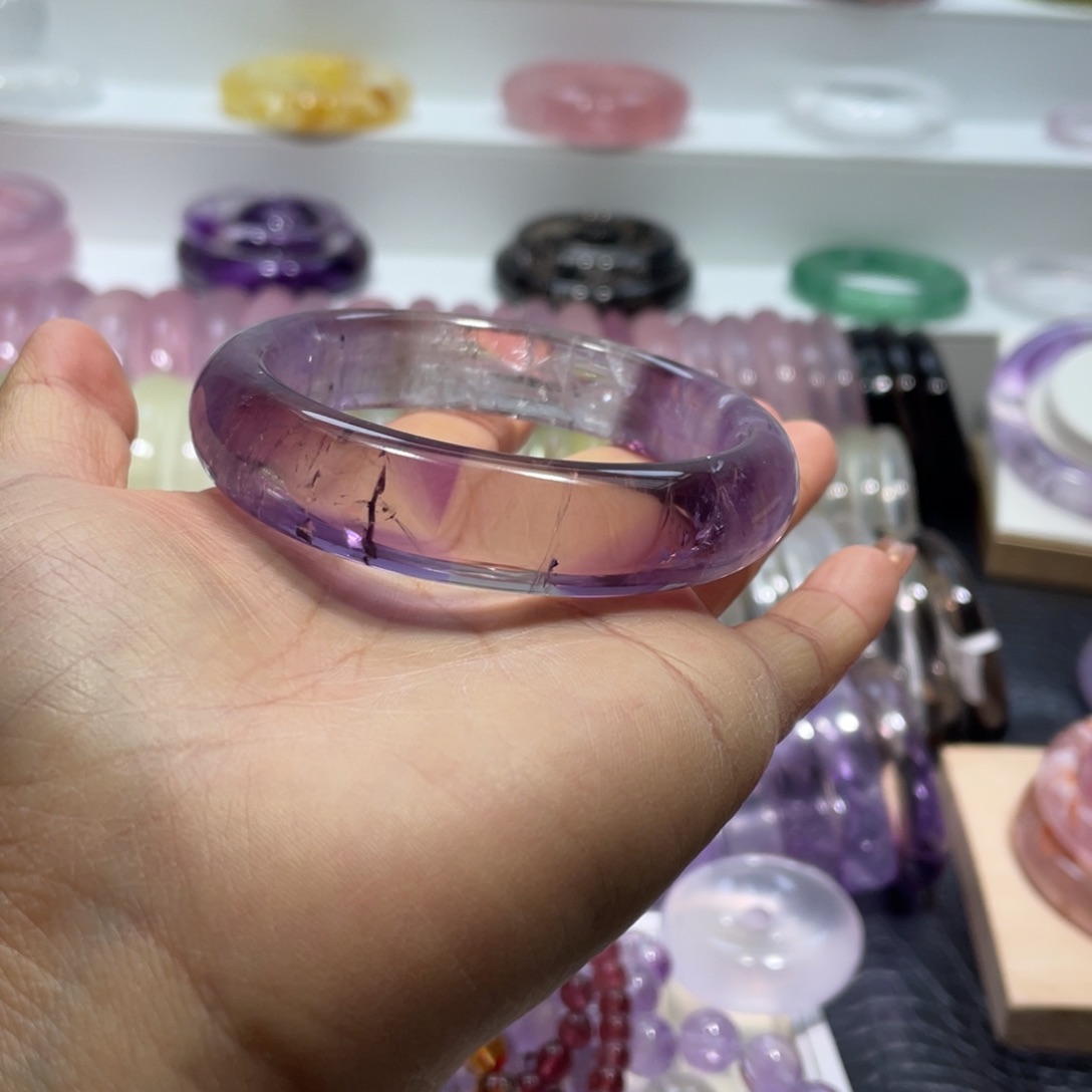 水晶手镯57.6圈口6号未镶嵌